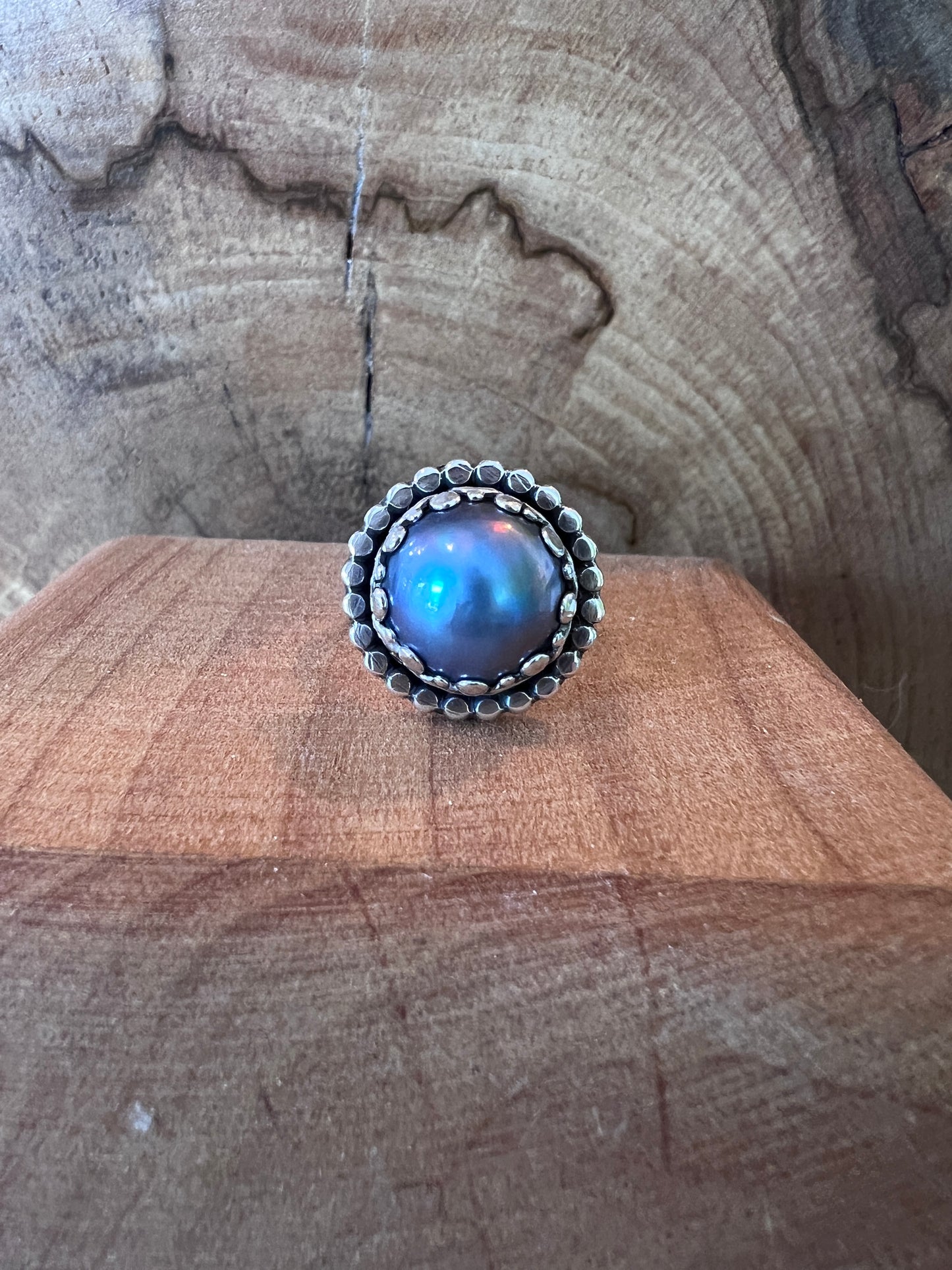 Blue Mabe Pearl Cocktail Ring