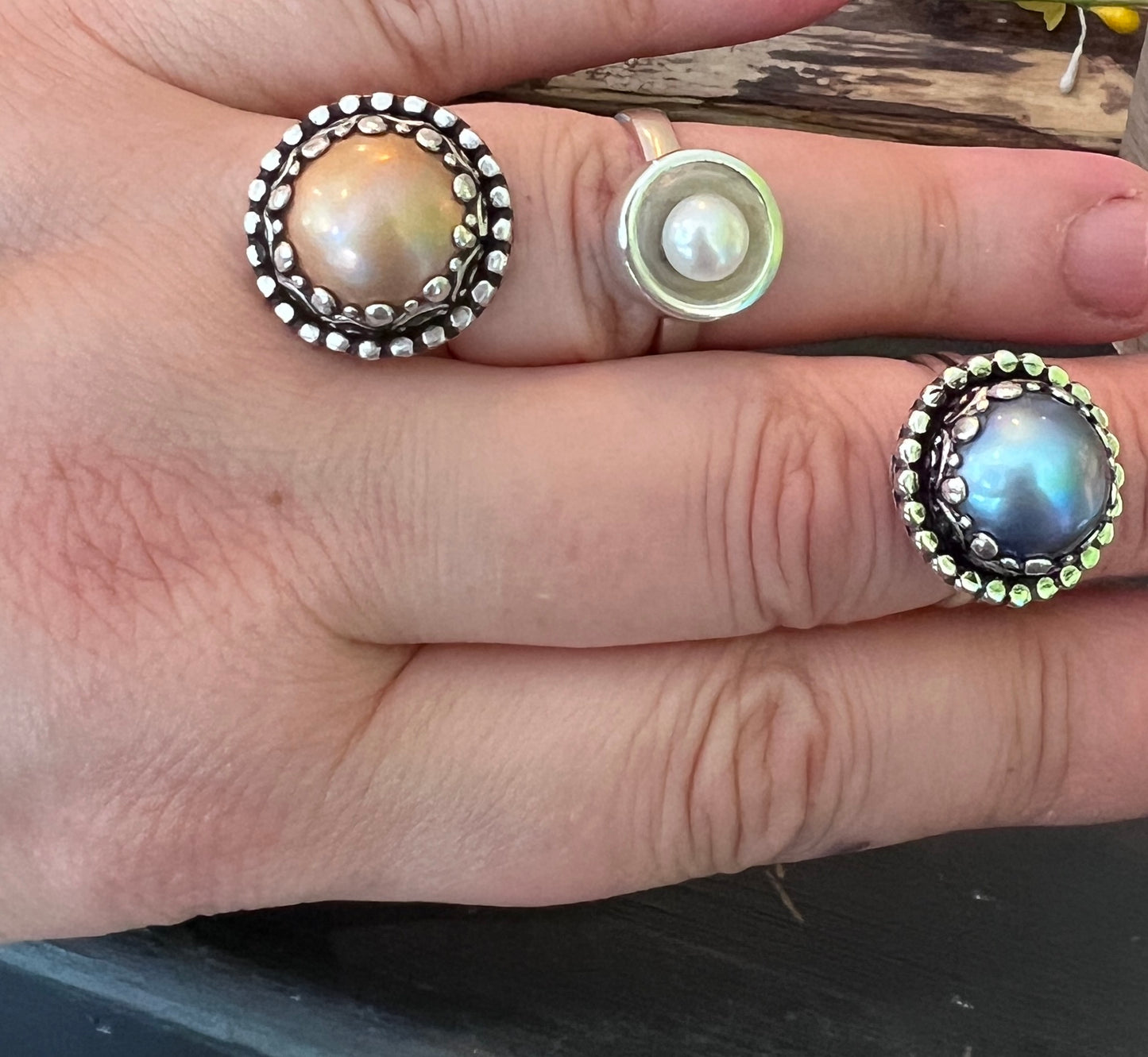 Blue Mabe Pearl Cocktail Ring