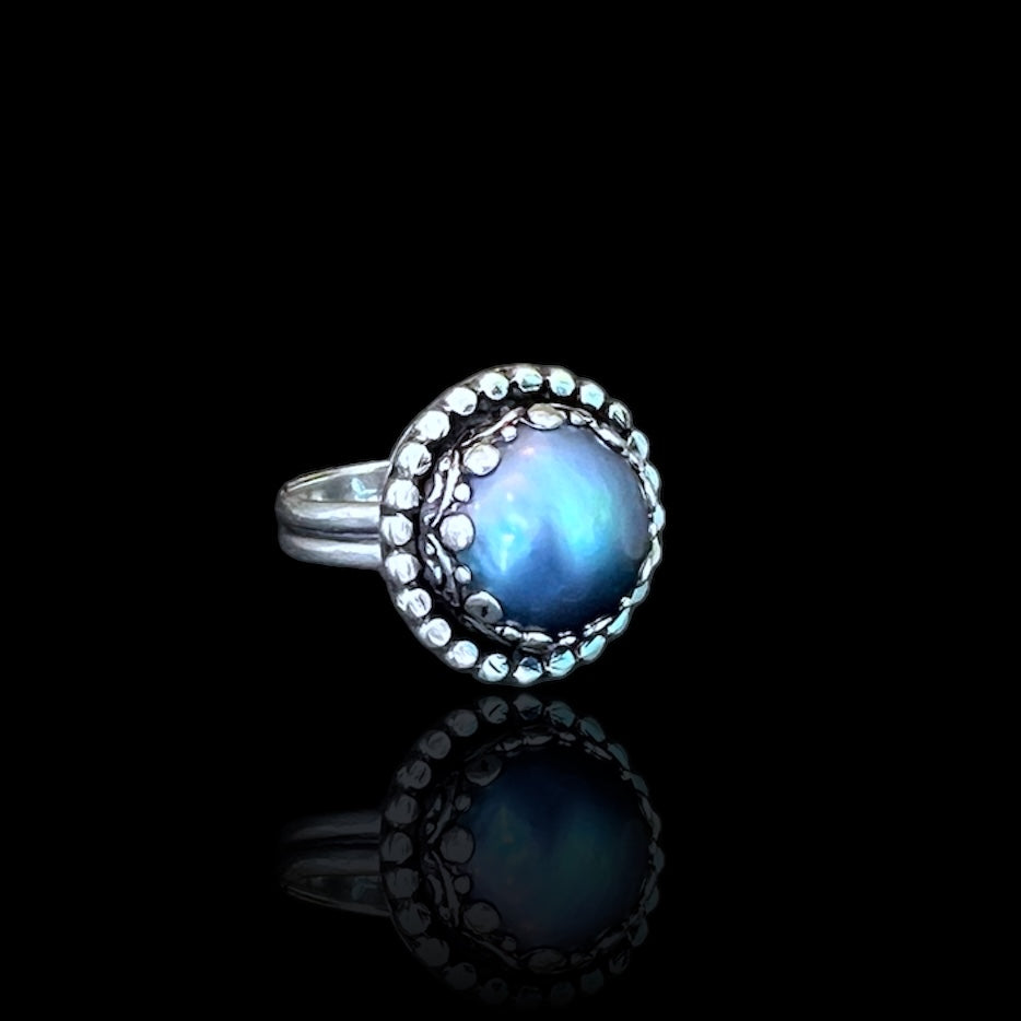 Blue Mabe Pearl Cocktail Ring
