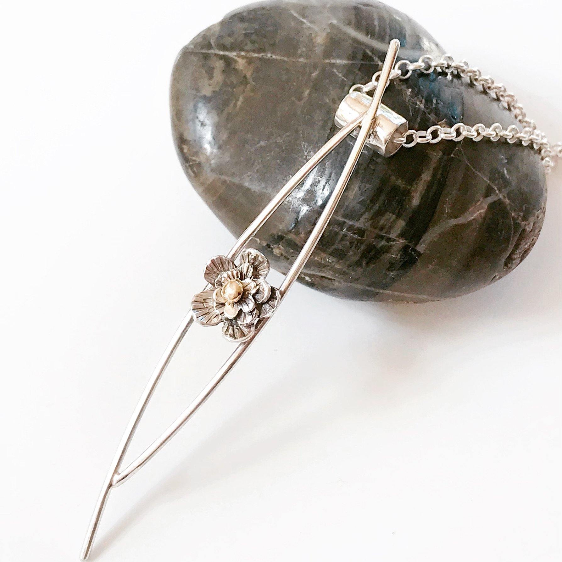 Contemporary Cherry Blossom Pendant Necklace - Milo Blue Designs