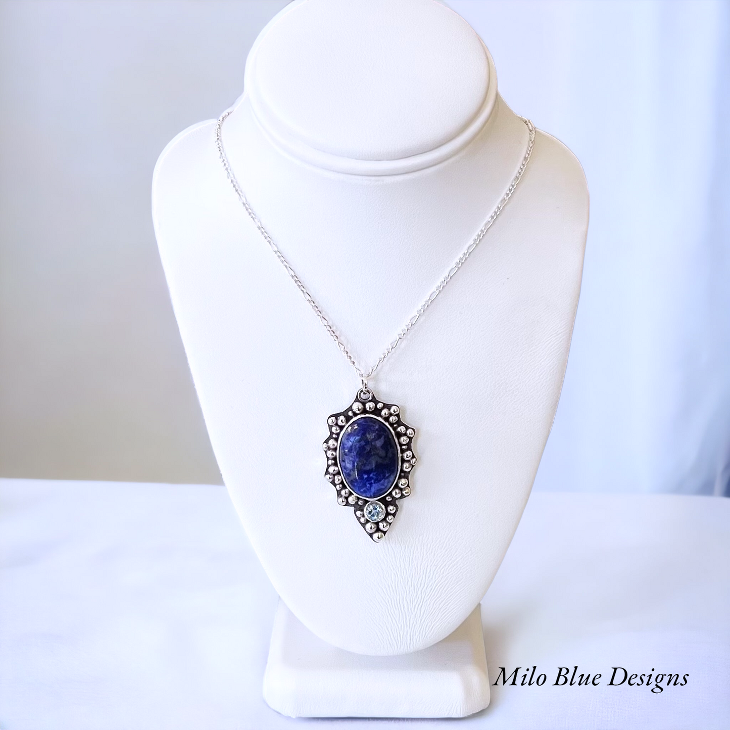 Sterling Silver Lapis Lazuli and Blue Topaz Pendant