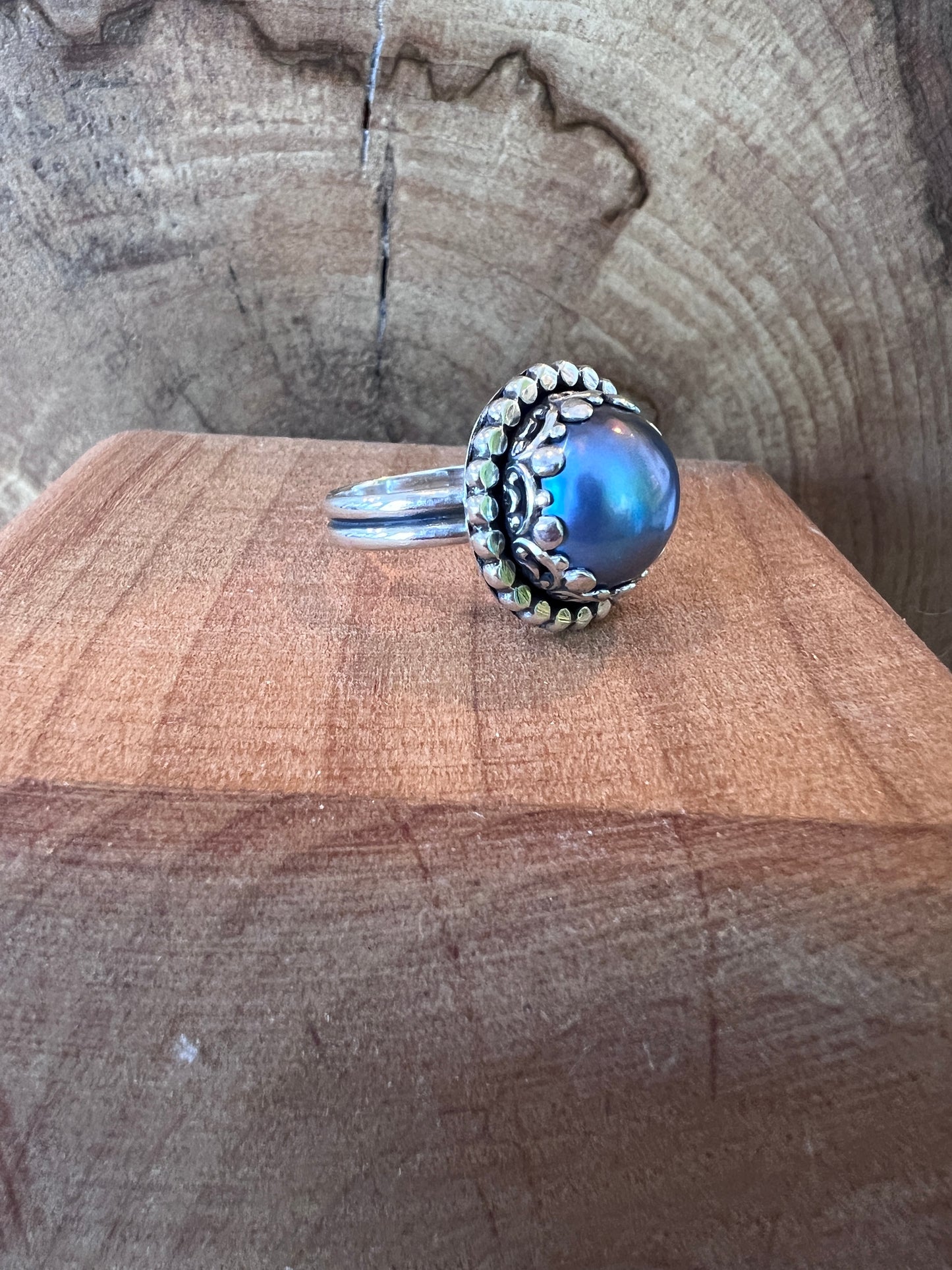 Blue Mabe Pearl Cocktail Ring