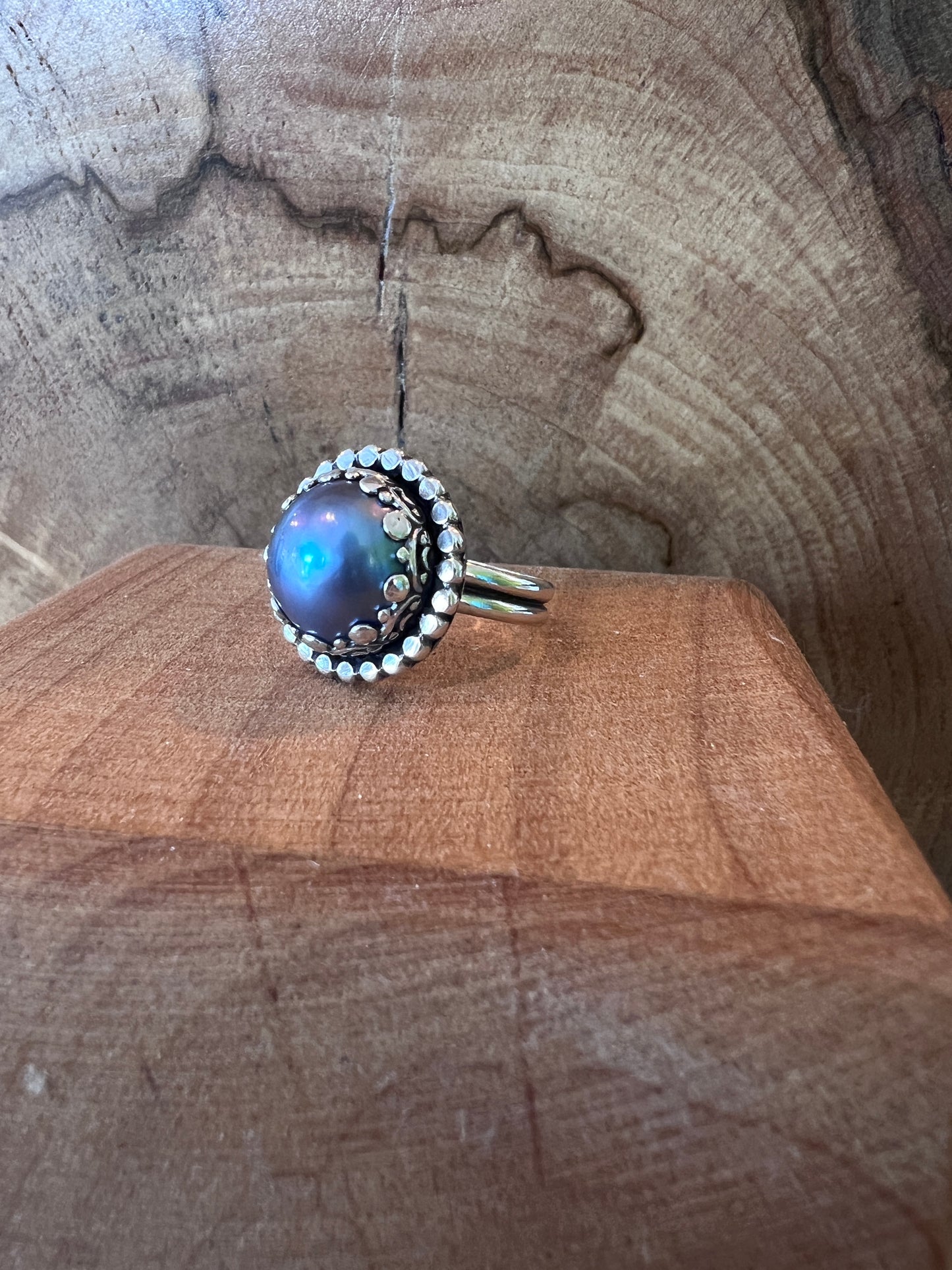 Blue Mabe Pearl Cocktail Ring