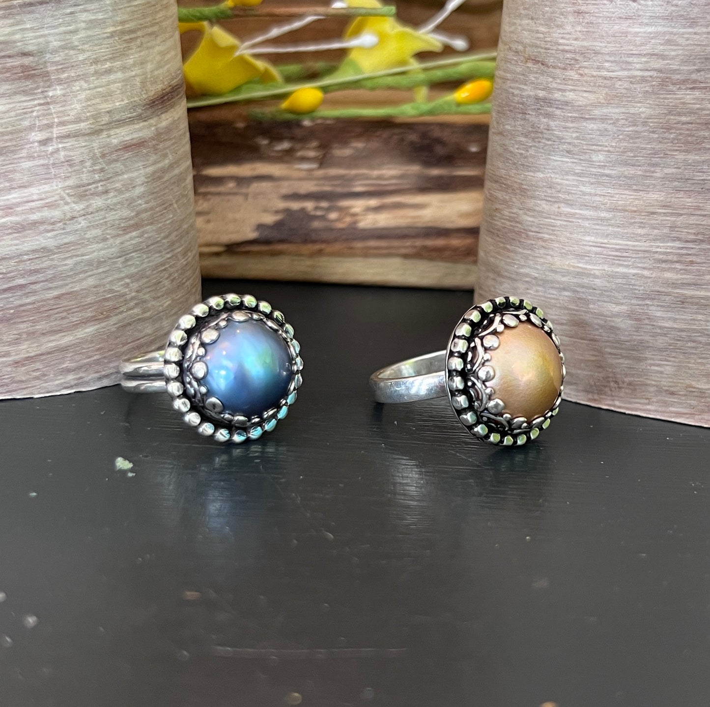 Golden Mabe Pearl Cocktail Ring