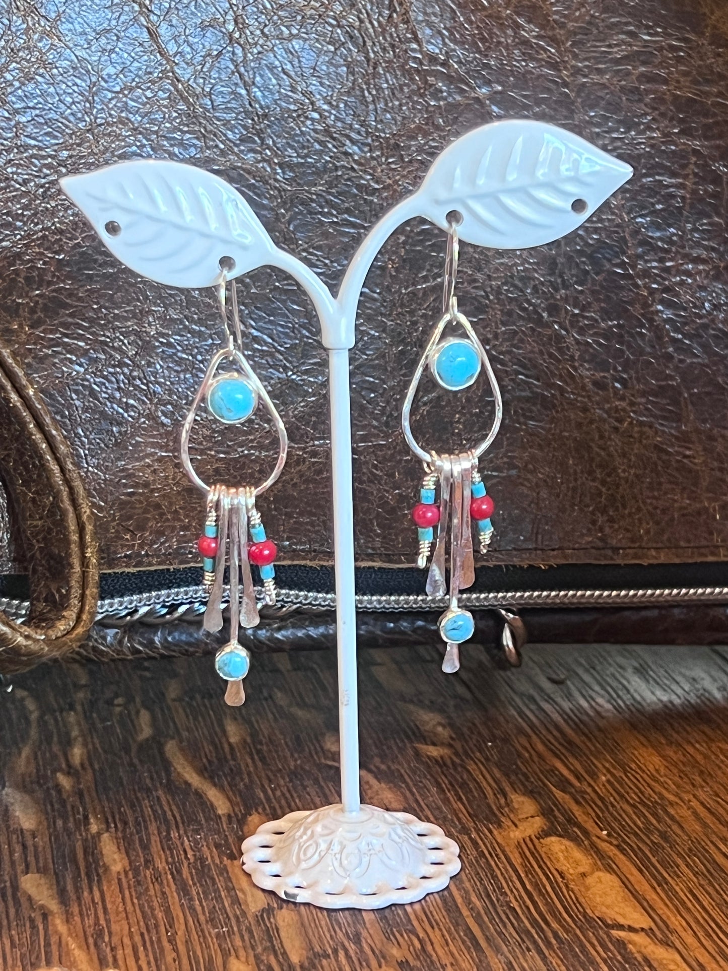 Bohemian Turquoise and Coral Fringe Earrings