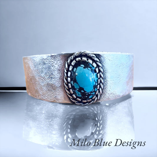 Large Hubei Turquoise Hammered Cuff Bracelet