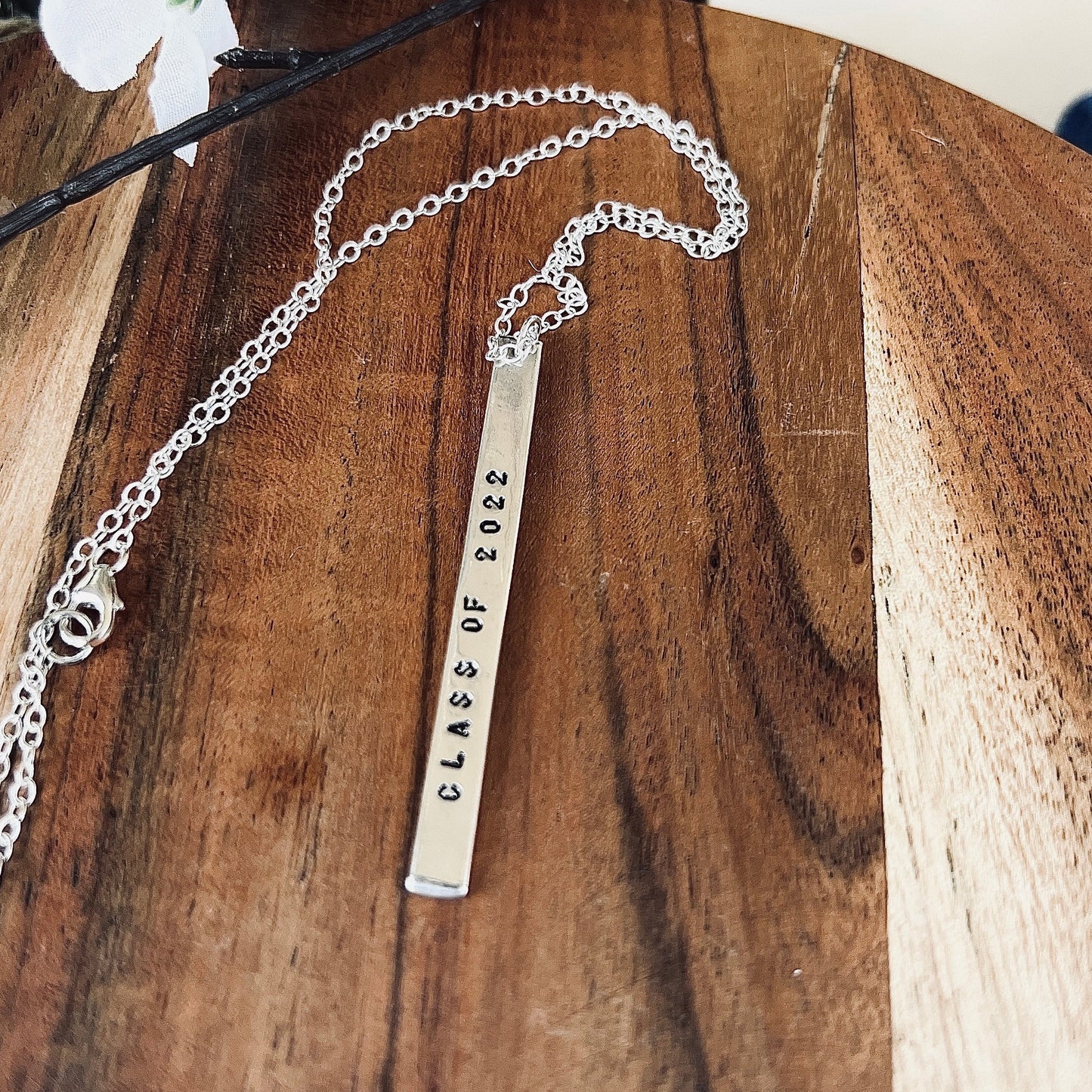 Sterling Silver Personalized Graduation Bar Necklace