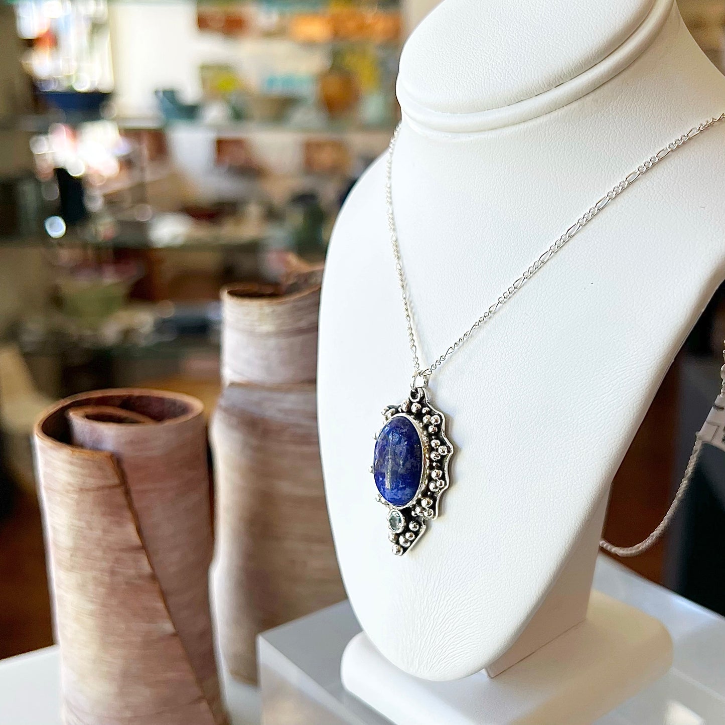 Sterling Silver Lapis Lazuli and Blue Topaz Pendant